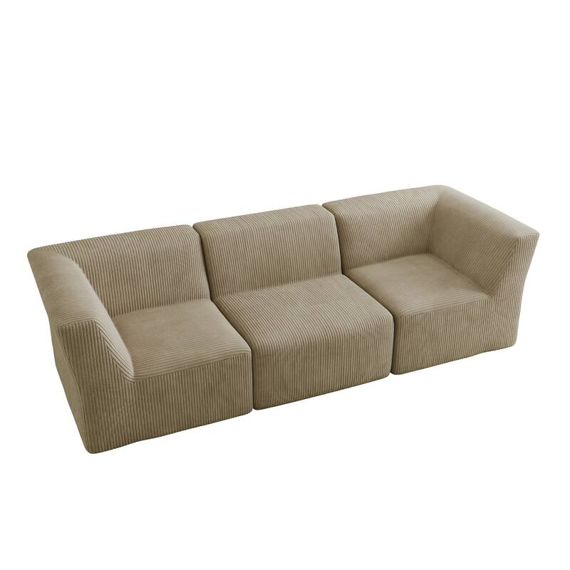 106" W Corduroy Fully Sponge Molded Modular Sectional Sofa