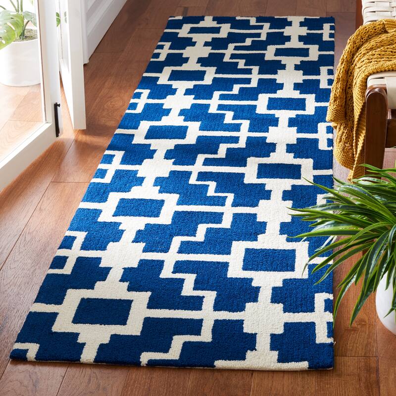 SAFAVIEH Handmade Four Seasons Dashamira Floral Rug - 2'3" x 8' Runner - Navy/Ivory