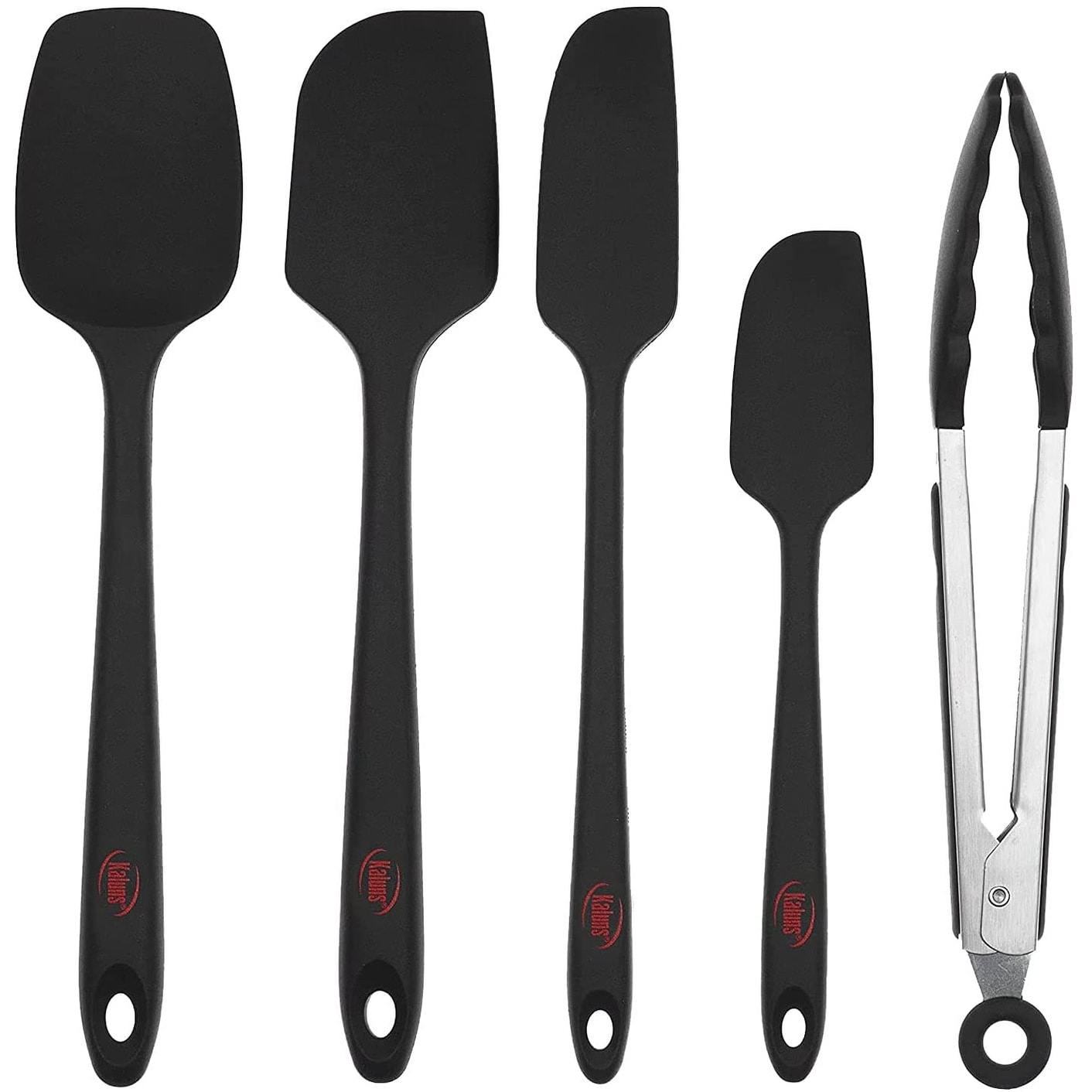 Bpa Free Silicone Kitchen Utensil Set - Spoon. Ladle And Spatula - Dishwasher  Safe - Non-stick - Heat Resistant (5 Pcs Black)