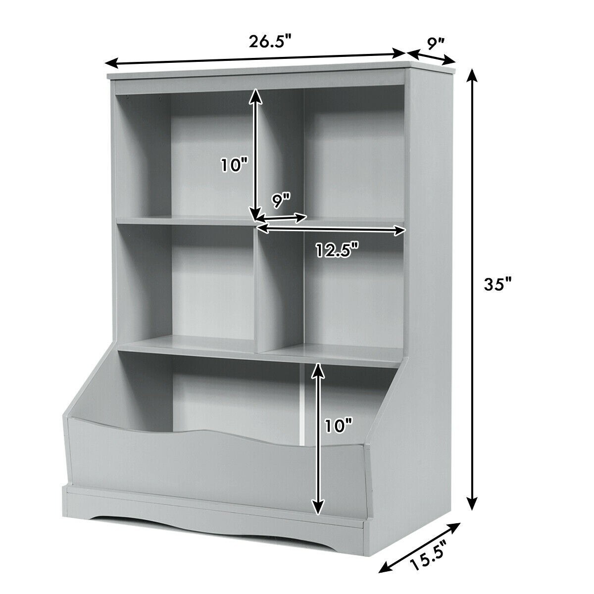 3 Tier Children s Multi Functional Bookcase Toy Storage Bin Floor