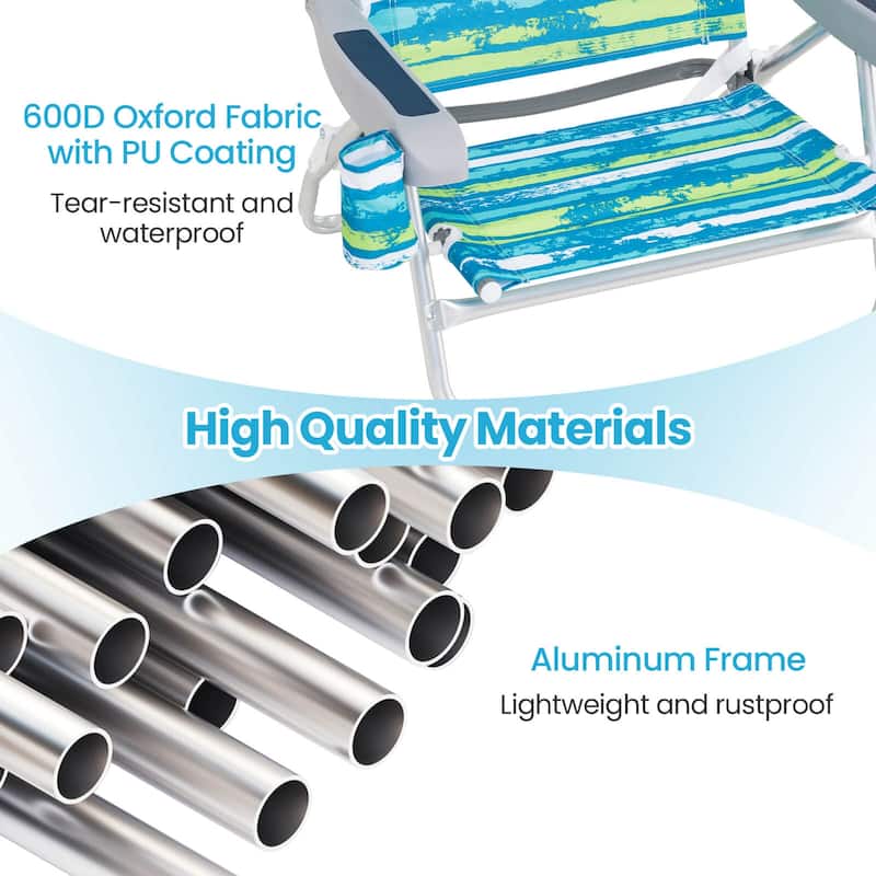 Costway 2 Pack Folding Beach Chair Lightweight Lay Flat Lounge Chair