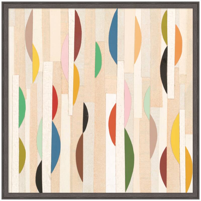 Kate and Laurel Geometric Abstract 1 FC by Felicia Dadak Framed Mounted Canvas Wall Art Print - 34x34 - Grey