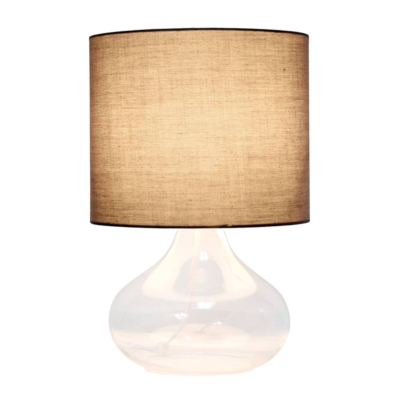 13.75" Decorative Glass Accent Table Lamp with Soft Fabric Shade Perfect for Living Room or Bedroom - 9"L x 9"W x 13.75"H