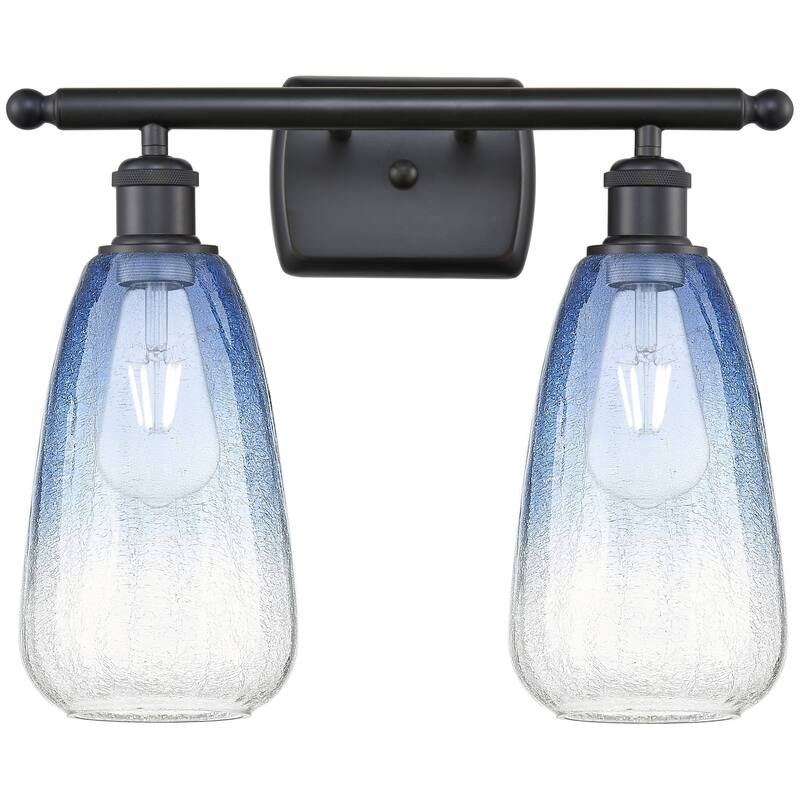 Innovations Lighting 516-2W-14-16 Brookhaven Almond Vanity Brookhaven - Matte Black / Sapphire Blue