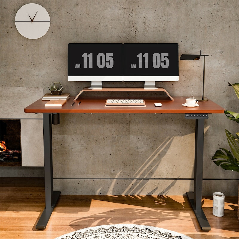 FLEXISPOT 55 x 28 Home Office Standing Desk Electric Height Adjustable Desk with LED Memory Control
