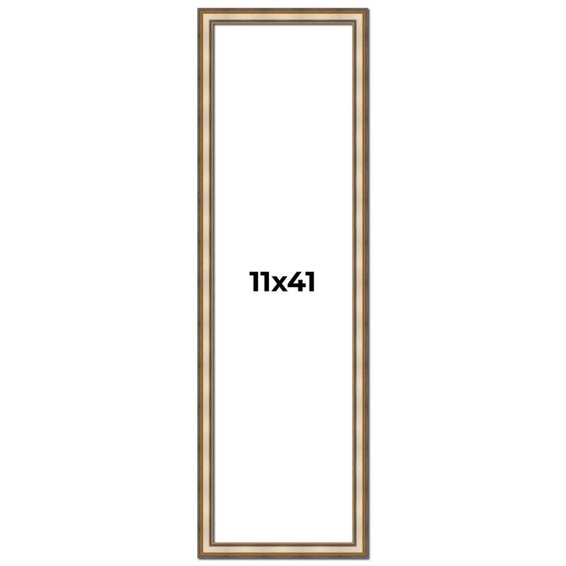 11x41 Frame Gold Solid Wood Shadow Box Width 1.5 Inches | Interior Frame Depth 2 3/8 Inches