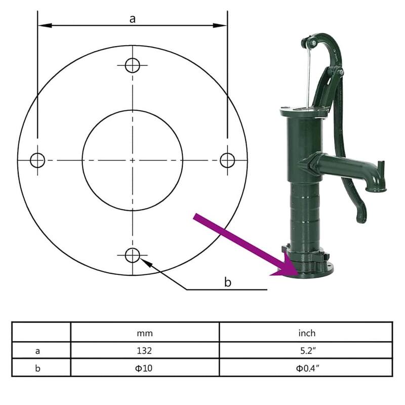 vidaXL Garden Hand Water Pump Cast Iron - 25.6" x 20.9" x 6.3"