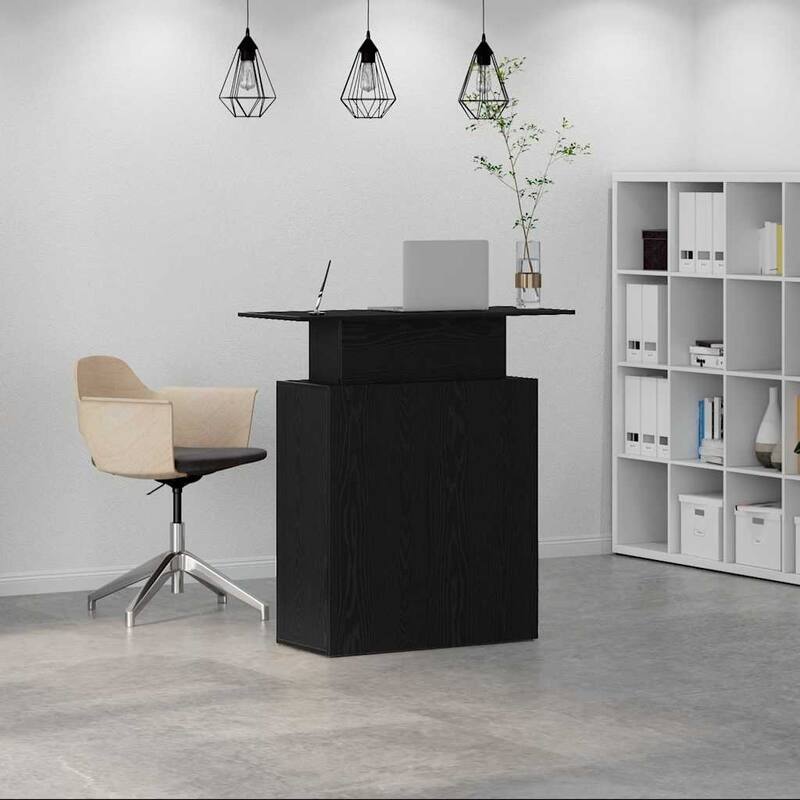vidaXL Reception Desk Black Engineered wood 39.4 in x 15.7 in x 40.9 in