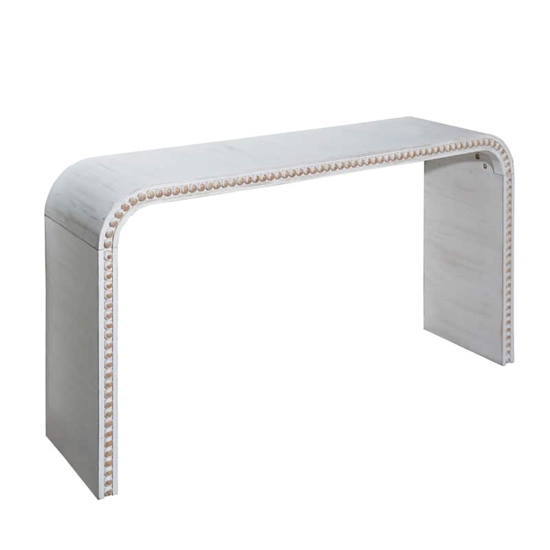59" Entryway Table Natural Wood Console Table with Wood Beads