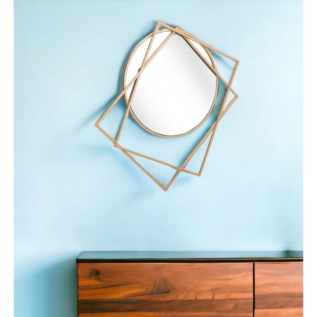 HomeRoots 32" Gold Abstract Framed Accent Mirror