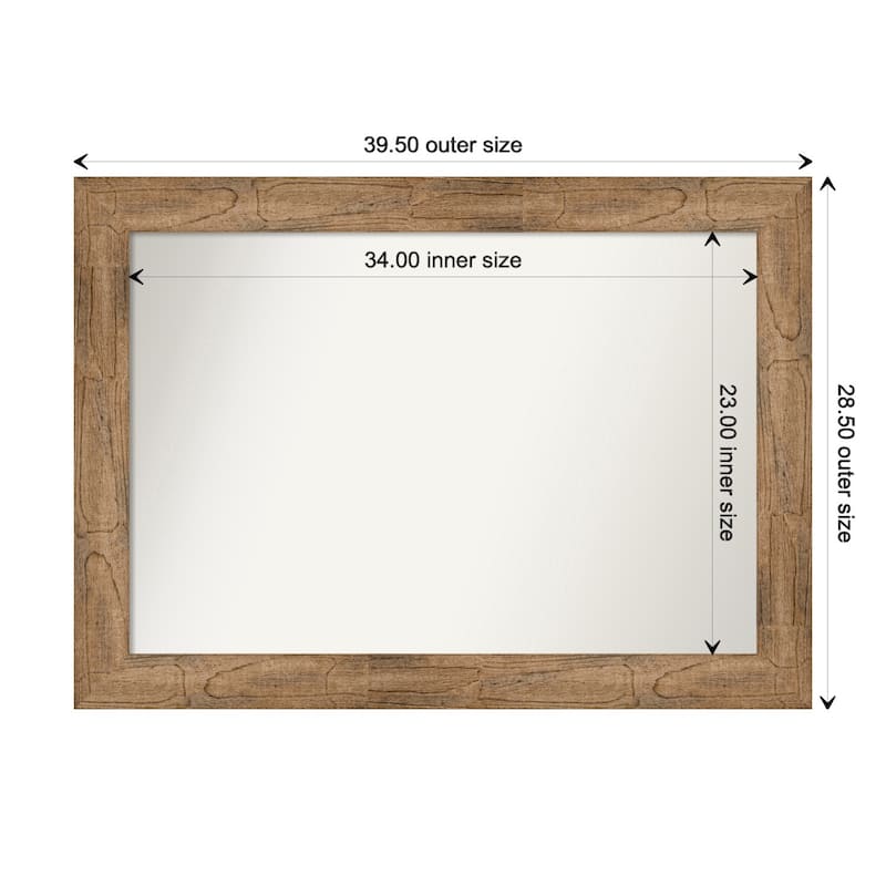 Owl Brown Framed Non-Beveled Custom Wall Mirror, Bathroom Vanity Mirror - Outer Size: 39.5 x 28.5