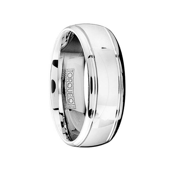 Polished Dual Grooved Men S Cobalt Wedding Ring By Crown Ring 7mm Overstock 16936033