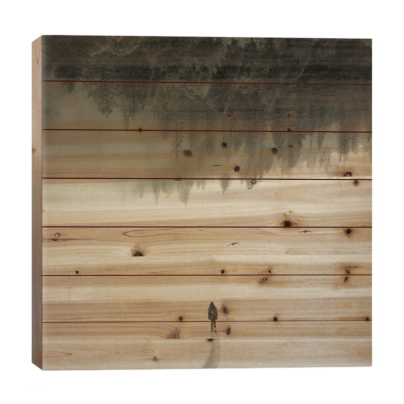 Silent Walk Print On Wood by Andreas Lie - Multi-Color - 26x26x1.5