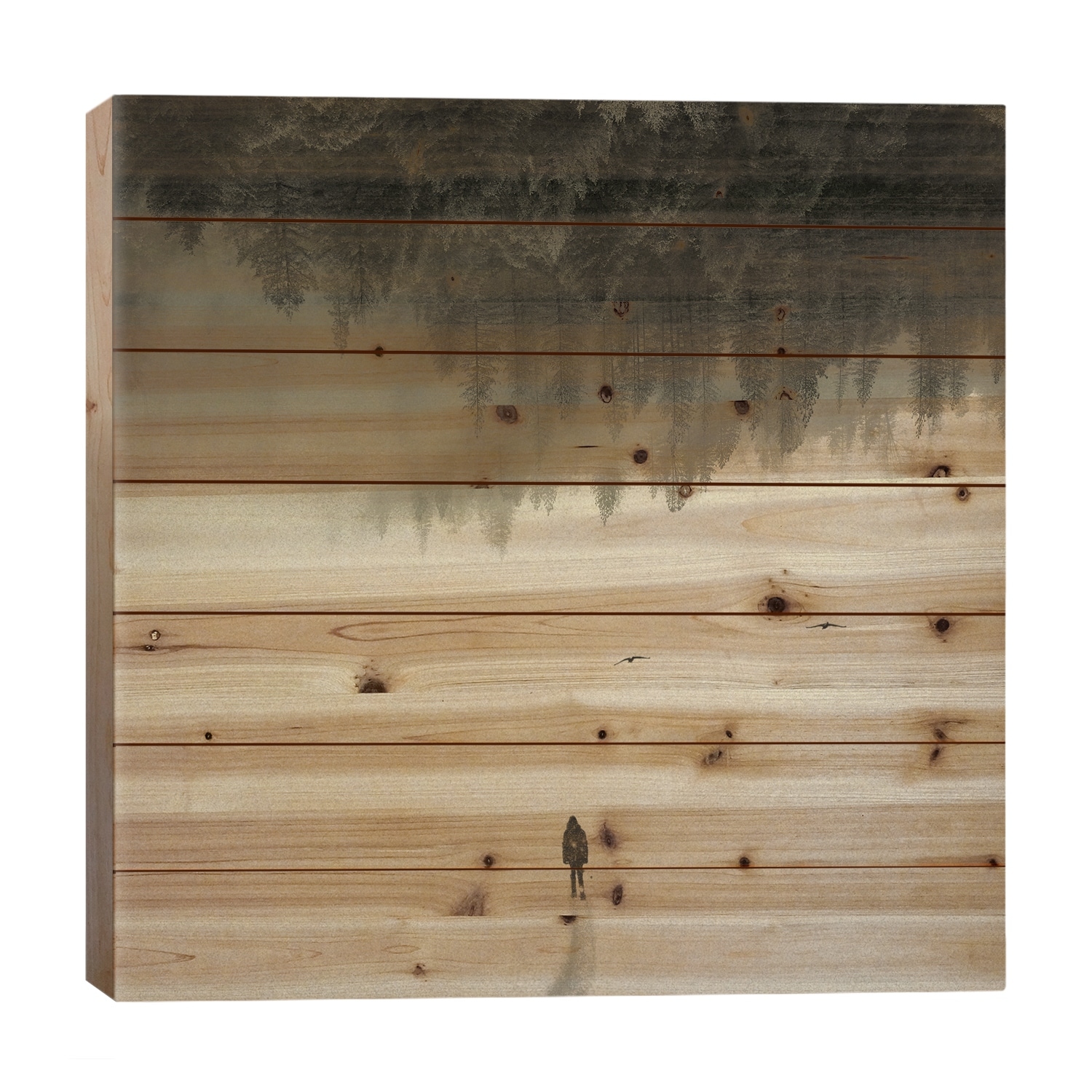 Silent Walk Print On Wood by Andreas Lie - Multi-Color