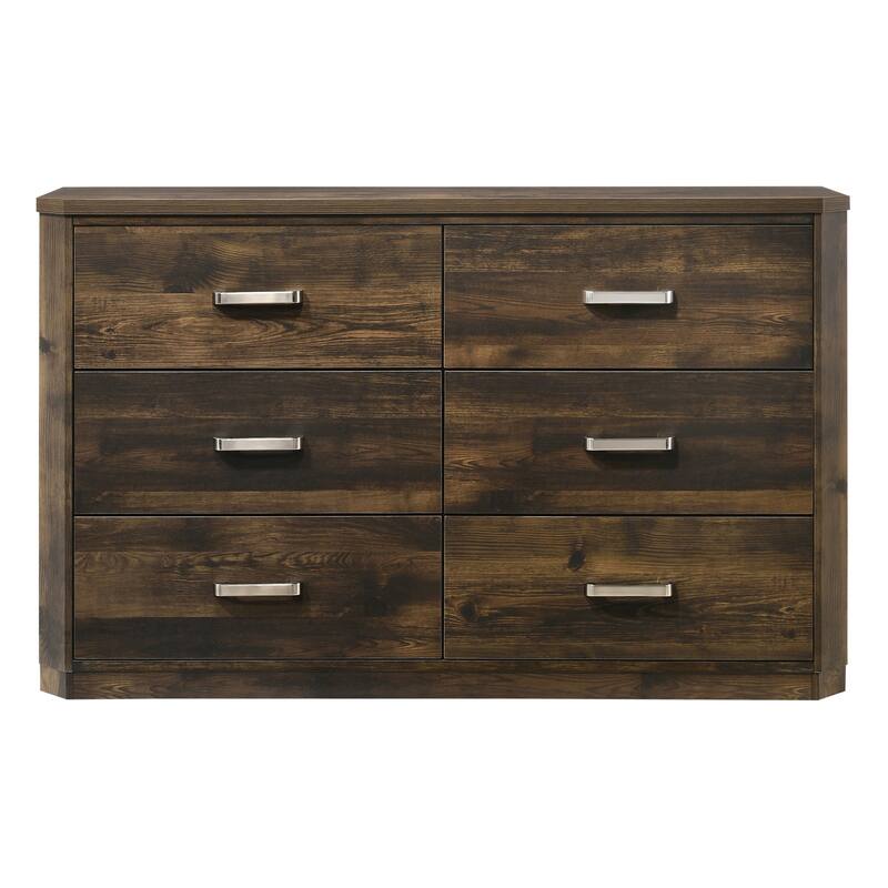 Kuzmare Rustic Walnut 6-Drawer Dresser