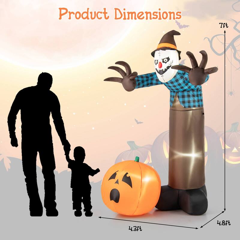Costway 7 FT Inflatable Haunted Scarecrow Blow up Yard Decoration with - See Details