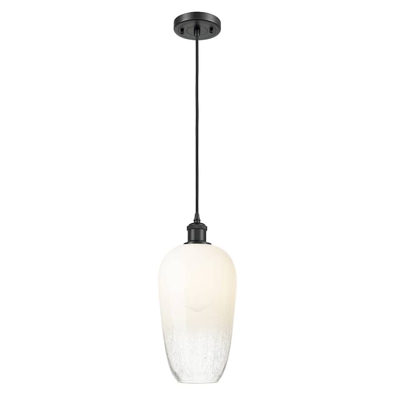 Innovations Lighting Endless Possibilities Ballston - Brookhaven Flute - 1 Light 7" Cord Hung Mini Pendant - Matte Black/Opal
