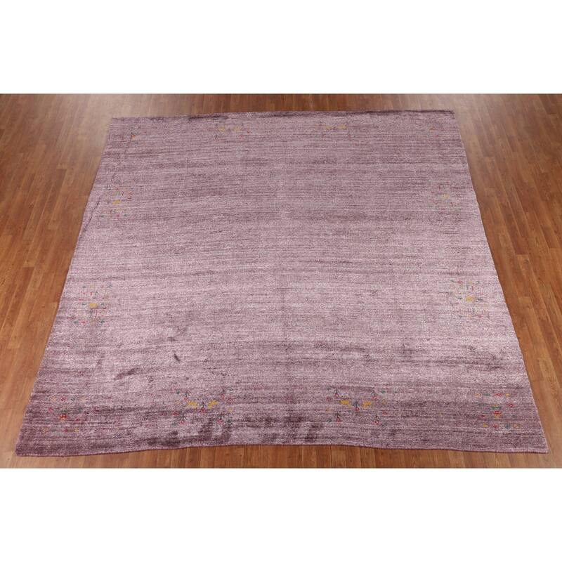 Purple Light Gabbeh Indian Square Area Rug Silk Carpet - 10'0" X 9'8"