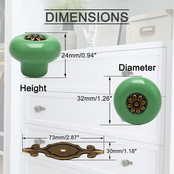 Ceramic Vintage Knobs Drawer Pull Handle Cupboard Wardrobe Dresser Door  Green - Bed Bath & Beyond - 26636624