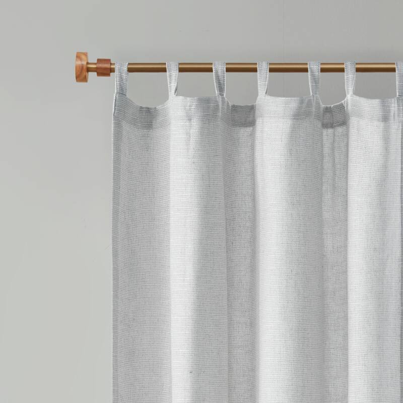 Madison Park Barnet Faux Linen Tab Top Fleece Lined Curtain Panel - 84" Panel