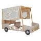 preview thumbnail 5 of 11, Wooden Full Size Car Bed with Pillow, Ceiling Cloth, LED Lights & Storage Rack, Natural