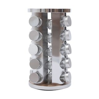 Rotating Spice Rack Organizer with 20 Stainless Steel Jars - Bed Bath ...