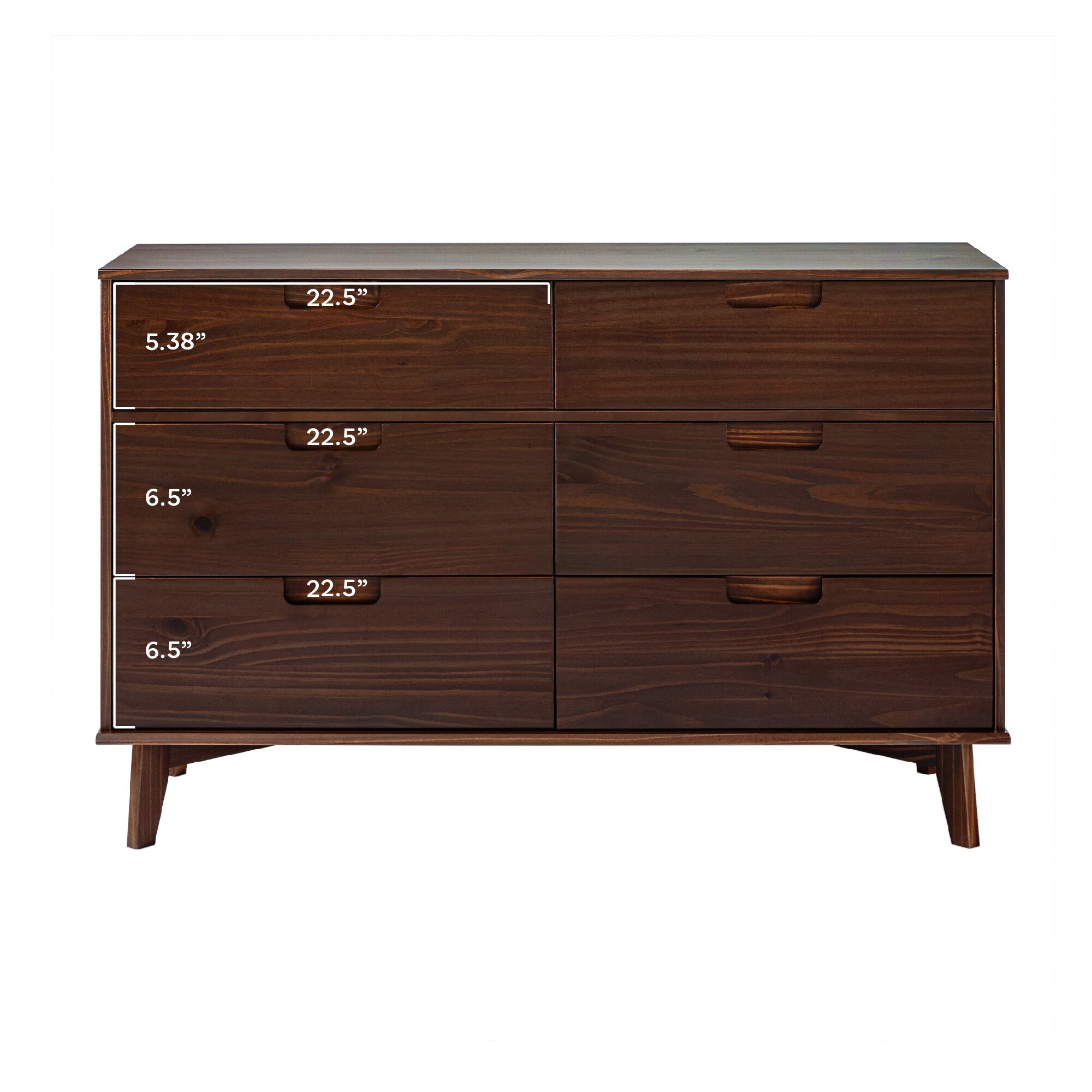 Walker Edison Gammelstaden Mid-Century Solid Wood 6-Drawer Dresser