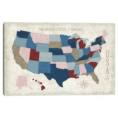 USA Modern Vintage Blue by Michael Mullan Canvas Art Print