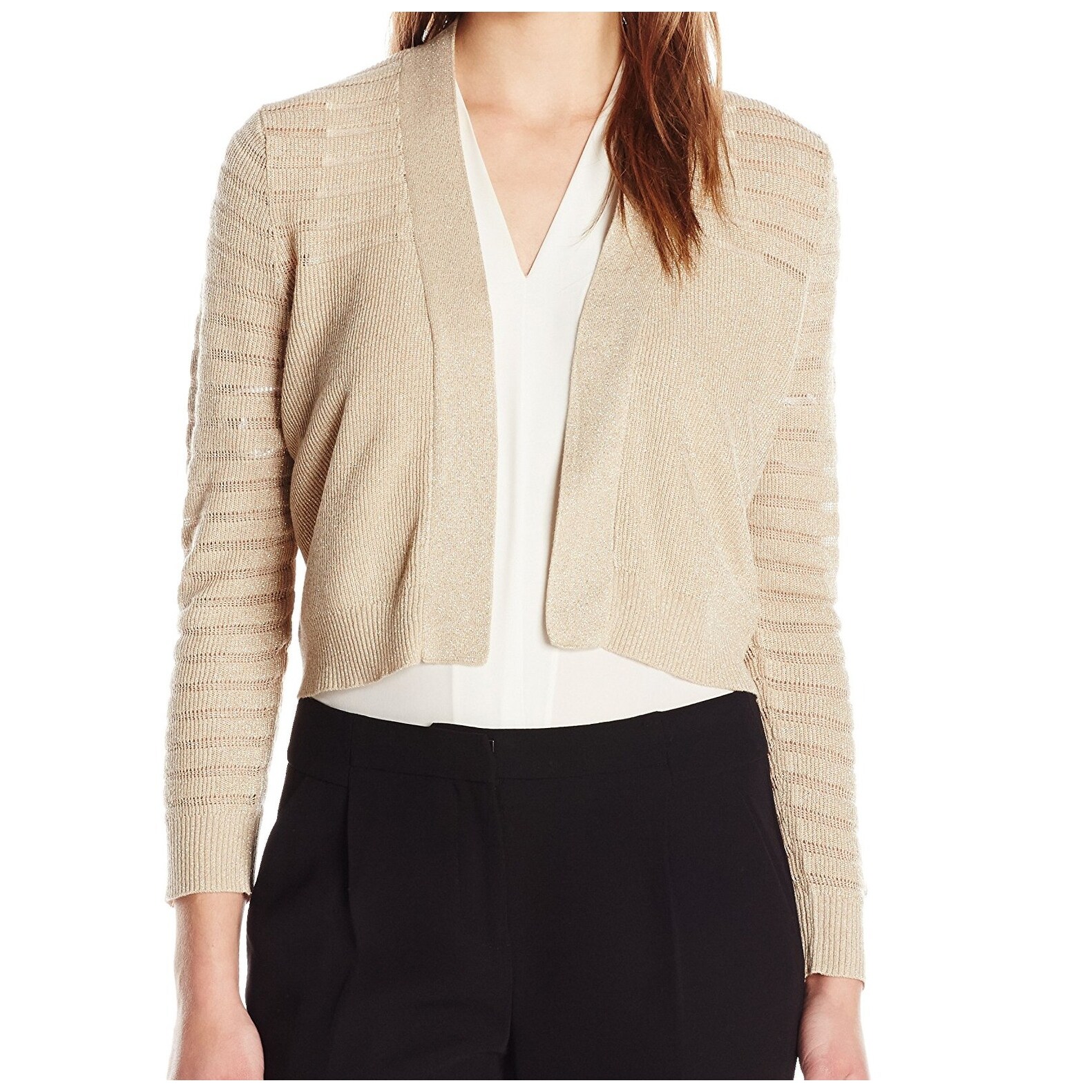 metallic gold cardigan sweater