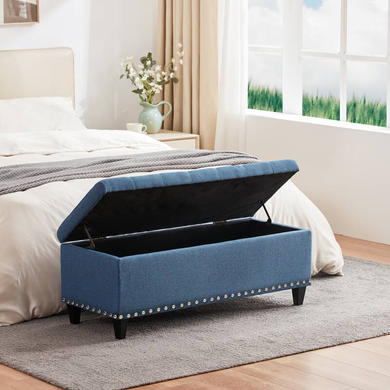Button-Tufted Storage Ottoman Bench for Bedroom, Living Room 41"W x 16"D x 16"H