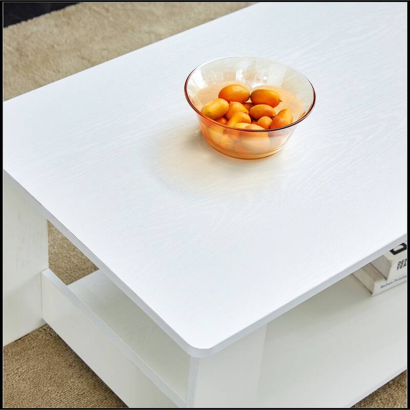 White MDF Double Layered Coffee Table