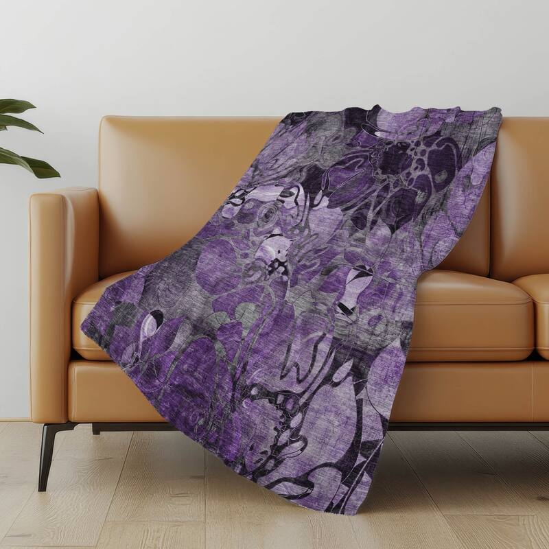 Premium Machine Washable Modern Floral Sherpa Throw Blanket