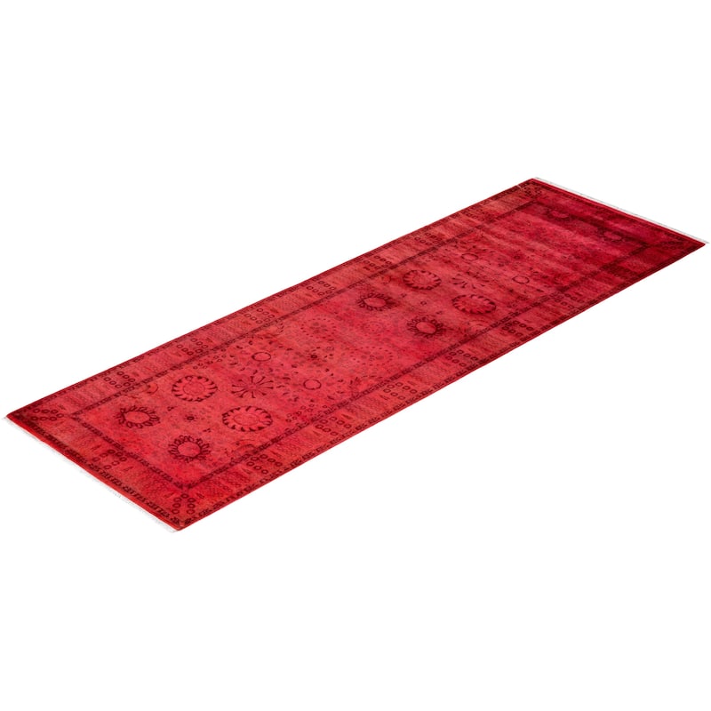 Fine Vibrance, One-of-a-Kind Hand-Knotted Runner Rug - Pink, 3' 0" x 9' 3" - 3' 0" x 9' 3"