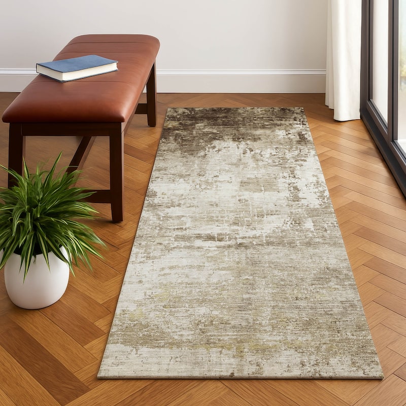 Premium Washable Super Soft Abstract Glam Mayfield Rug - Brown - 2'3" x 7'6"