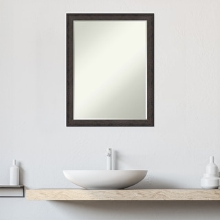 Dappled Narrow Half-Inch-Bevel Wood Framed Bathroom Vanity Wall Mirror ...