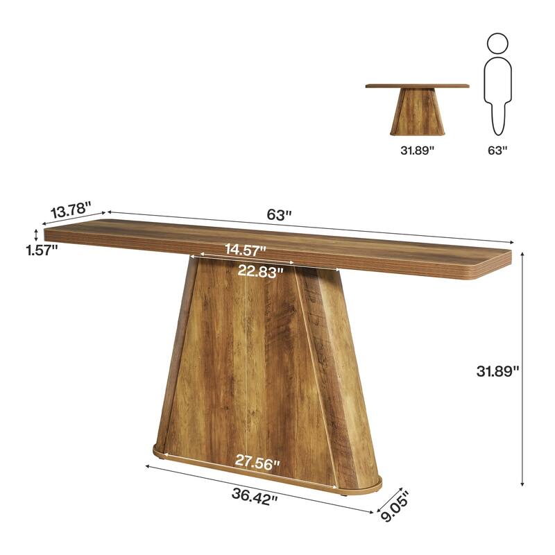63 Inch Long Console Table, Wooden Sofa Table for Living Room - 63" L x 13.8" W x 31.9" H