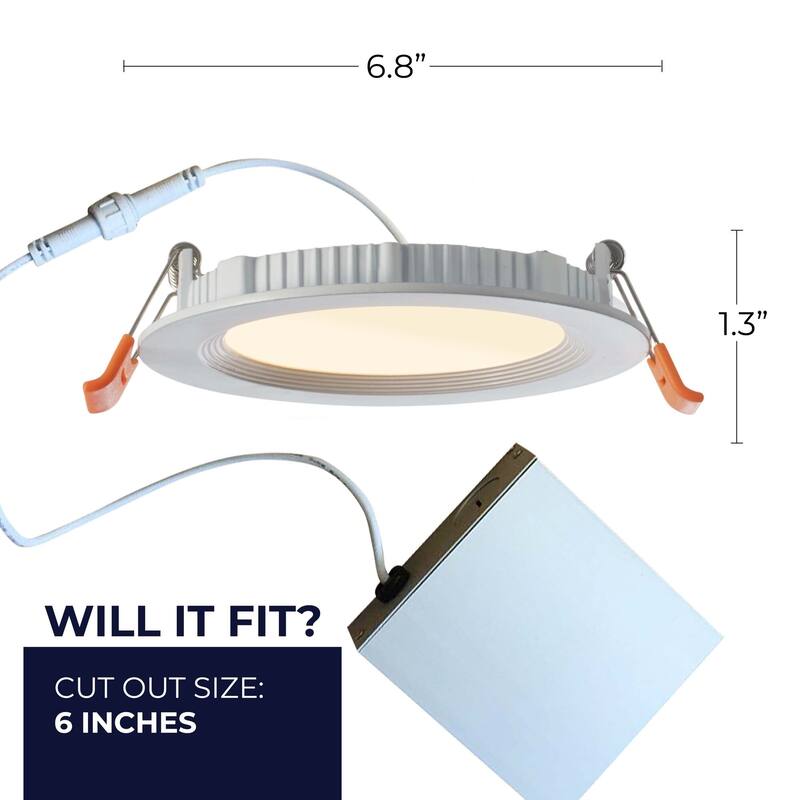 Bulbrite Pack of (2) LED 6" Round Recessed Downlight Fixture with Metal Jbox, 75W Equivalent