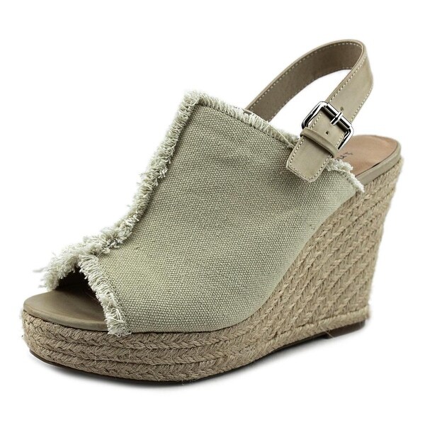 Indigo Rd. Harris Women Open Toe Canvas Ivory Wedge Heel