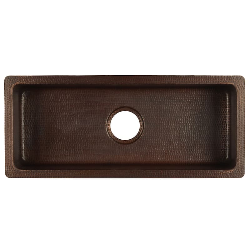 28-in Rectangle Hammered Copper Bar/Prep Sink with 3.5-in Drain Opening (BREC28DB)