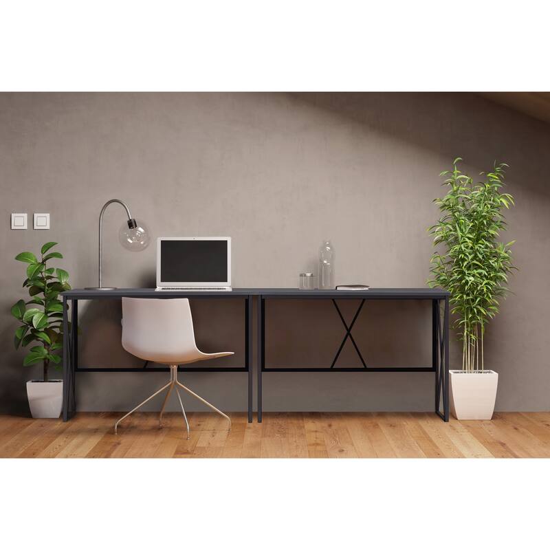 Desk - Gray Herringbone & Black Finish - 48" L x 24" W - Modern Office & Home Desk