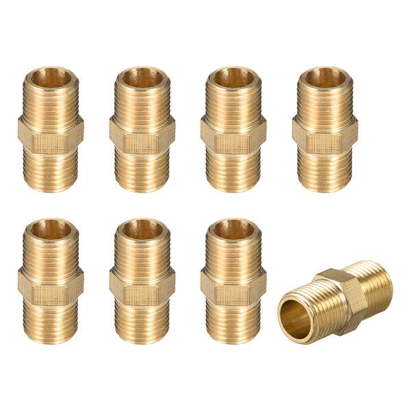 1//2PT x 1//2PT M//M Thread Gold Tone Brass Hex Reducing Nipple Fitting 6pcs