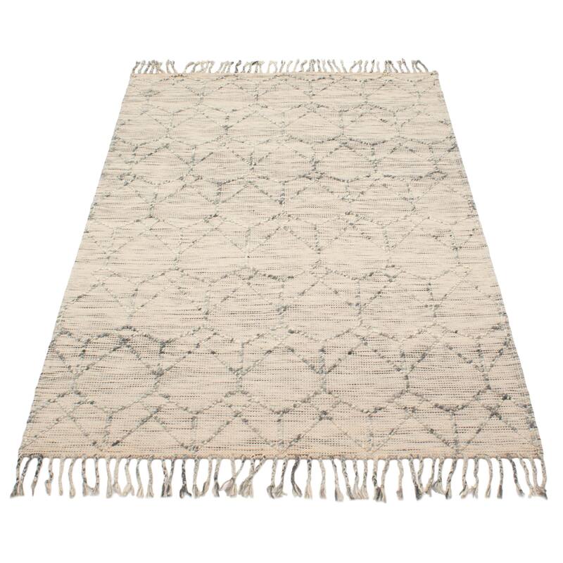 ECARPETGALLERY Braid weave Sienna Khaki Wool Rug - 5'1 x 7'11