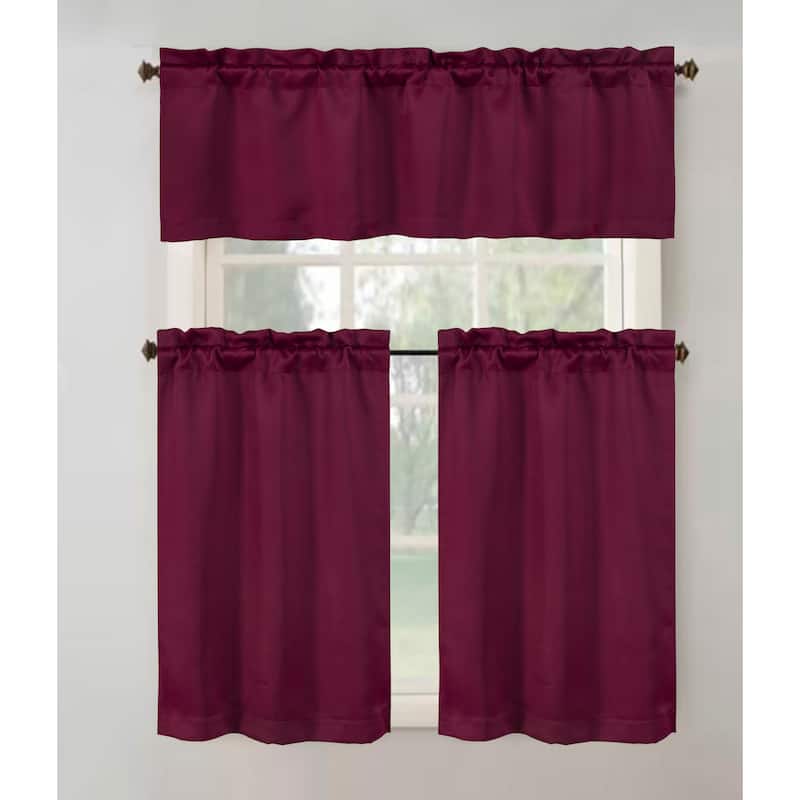 Anchorage Privacy Solid Kitchen Curtain - Burgundy