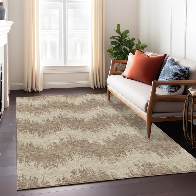 Machine Washable Indoor/ Outdoor Chantille Modern Chevron Rug