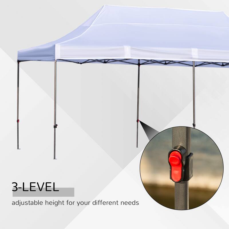 Outsunny 20' x 10' Pop Up Canopy Tent Large Outdoor Shelter with 7 Removable Zippered Sidewalls and Roller Bag