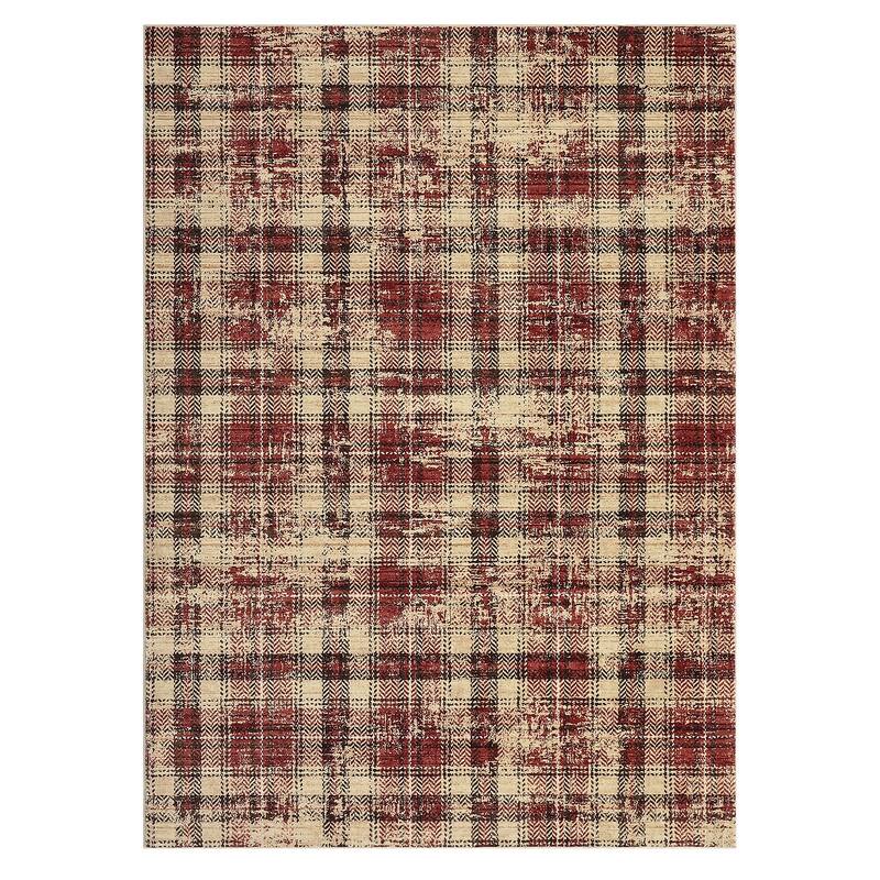 Washable Area Rugs for Living Room Bedroom Modern Plaid Rug Soft Non Slip Low Pile Farmhouse Geometric Rug