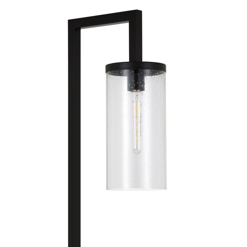 Malva Table Lamp in Blackened Bronze with Seeded Glass Shade