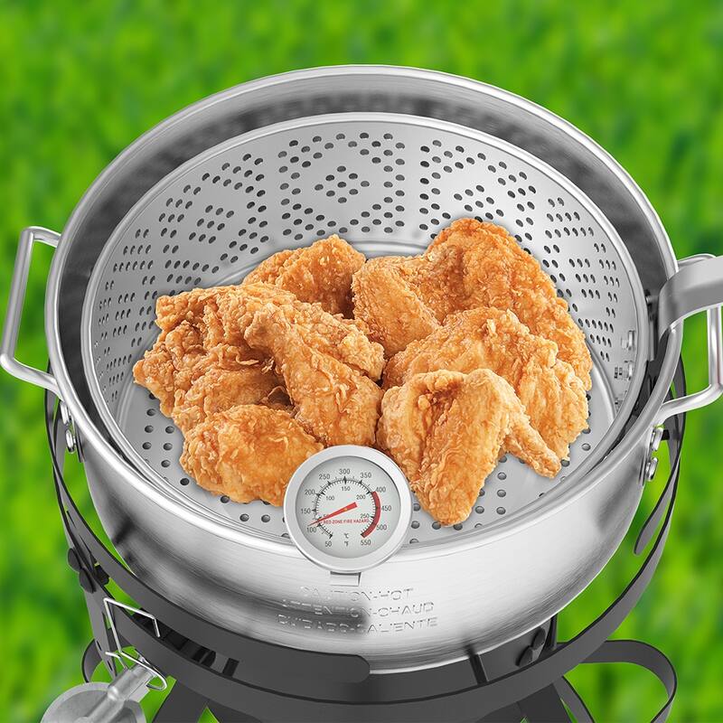 Nexgrill 10 Qt. Aluminum Propane Fryer Kit with 5in. Thermometer & Strainer Basket - 10 Quart