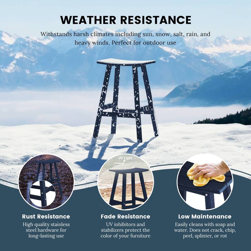 Laguna Hdpe All Weather Outdoor Patio 29" Saddle Seat Bar Stool (Set Of 3)