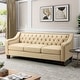 preview thumbnail 2 of 65, Mateo 82.28" Wide Transitional Genuine Leather Sofa with Nailhead Trim and Button-Tufted Back Beige